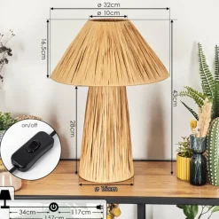 Style Boho-Chic-hofstein Lampe Champignon Paiol Lampe à poser Beige, Écru, 1 lumière
