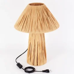 Style Boho-Chic-hofstein Lampe Champignon Paiol Lampe à poser Beige, Écru, 1 lumière