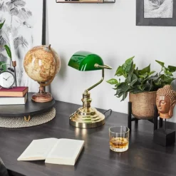 hofstein Lampe de banquier verte Or, Vert, Laiton, 1 lumière