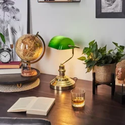 hofstein Lampe de banquier verte Or, Vert, Laiton, 1 lumière