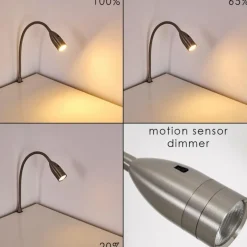 hofstein Lampe de chevet Alsea LED Nickel mat, 1 lumière, Détecteur de mouvement
