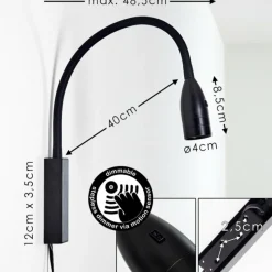 hofstein Lampe de chevet Alsea LED Noir, 1 lumière, Détecteur de mouvement