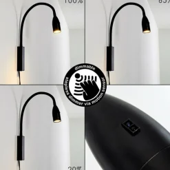 hofstein Lampe de chevet Alsea LED Noir, 1 lumière, Détecteur de mouvement