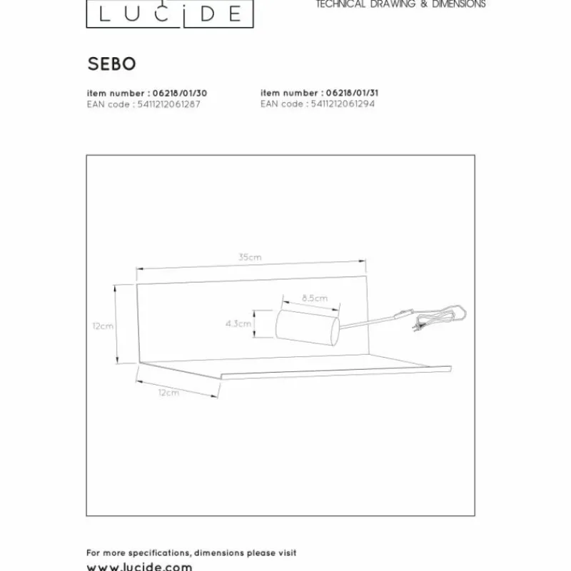 Luminaires Rustiques-Luminaires Lucide Lampe de chevet Lucide SEBO Noir, 1 lumière
