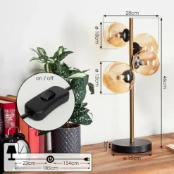 hofstein Lampe de table Alden LED Laiton, Noir, 4 lumières