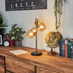 hofstein Lampe de table Alden LED Laiton, Noir, 4 lumières