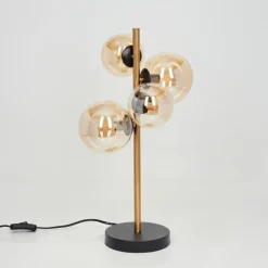 hofstein Lampe de table Alden LED Laiton, Noir, 4 lumières