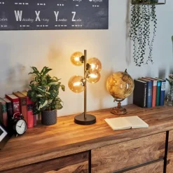 hofstein Lampe de table Alden LED Laiton, Noir, 4 lumières