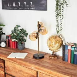 hofstein Lampe de table Alden LED Laiton, Noir, 4 lumières