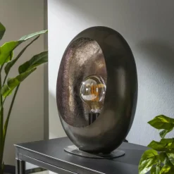 hofstein Lampe de table Avenue Nickel mat, Noir, 1 lumière* Lampes À Poser