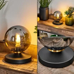 Suspension Verre Fumé-hofstein Lampe de table Chehalis Laiton, Noir, 1 lumière