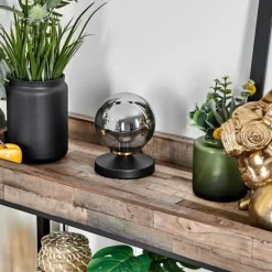 Suspension Verre Fumé-hofstein Lampe de table Chehalis Laiton, Noir, 1 lumière