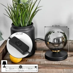 Suspension Verre Fumé-hofstein Lampe de table Chehalis Laiton, Noir, 1 lumière