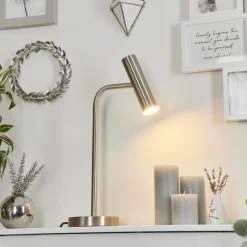 hofstein Lampe de table Dalheim LED Nickel mat, 1 lumière* Lampes À Poser