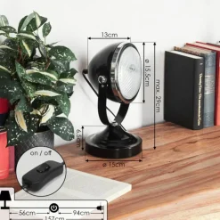 hofstein Lampe de table Foverup Chrome, Nickel mat, Noir, 1 lumière