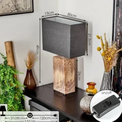 Lampes En Tissu-hofstein Lampe de table Francillon Brun, Chrome, Couleur bois, 1 lumière