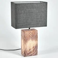 Lampes En Tissu-hofstein Lampe de table Francillon Brun, Chrome, Couleur bois, 1 lumière