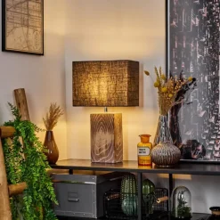 Lampes En Tissu-hofstein Lampe de table Francillon Brun, Chrome, Couleur bois, 1 lumière