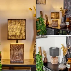 Lampes En Tissu-hofstein Lampe de table Francillon Brun, Chrome, Couleur bois, 1 lumière