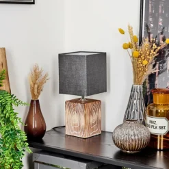 Lampes En Tissu-hofstein Lampe de table Francillon Brun, Chrome, Couleur bois, 1 lumière