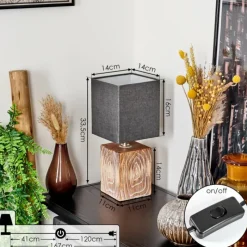 Lampes En Tissu-hofstein Lampe de table Francillon Brun, Chrome, Couleur bois, 1 lumière