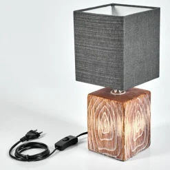 Lampes En Tissu-hofstein Lampe de table Francillon Brun, Chrome, Couleur bois, 1 lumière