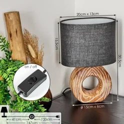 Lampes En Tissu-hofstein Lampe de table Francillon Brun, Chrome, Couleur bois, 1 lumière