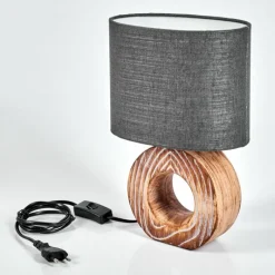 Lampes En Tissu-hofstein Lampe de table Francillon Brun, Chrome, Couleur bois, 1 lumière