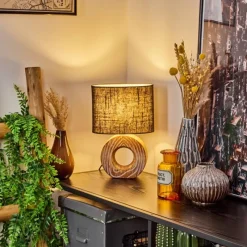 Lampes En Tissu-hofstein Lampe de table Francillon Brun, Chrome, Couleur bois, 1 lumière