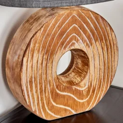 Lampes En Tissu-hofstein Lampe de table Francillon Brun, Chrome, Couleur bois, 1 lumière