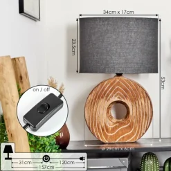 Lampes En Tissu-hofstein Lampe de table Francillon Brun, Chrome, Couleur bois, 1 lumière