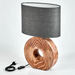 Lampes En Tissu-hofstein Lampe de table Francillon Brun, Chrome, Couleur bois, 1 lumière