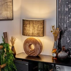 Lampes En Tissu-hofstein Lampe de table Francillon Brun, Chrome, Couleur bois, 1 lumière