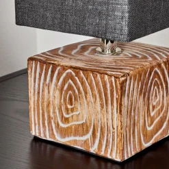 Lampes En Tissu-hofstein Lampe de table Francillon Brun, Chrome, Couleur bois, 1 lumière