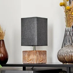 Lampes En Tissu-hofstein Lampe de table Francillon Brun, Chrome, Couleur bois, 1 lumière