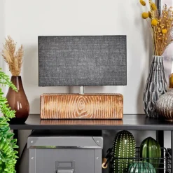 Lampes En Tissu-hofstein Lampe de table Francillon Brun, Chrome, Couleur bois, 1 lumière