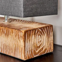 Lampes En Tissu-hofstein Lampe de table Francillon Brun, Chrome, Couleur bois, 1 lumière