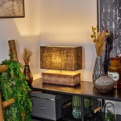 Lampes En Tissu-hofstein Lampe de table Francillon Brun, Chrome, Couleur bois, 1 lumière