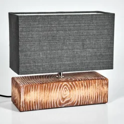 Lampes En Tissu-hofstein Lampe de table Francillon Brun, Chrome, Couleur bois, 1 lumière