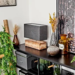 Lampes En Tissu-hofstein Lampe de table Francillon Brun, Chrome, Couleur bois, 1 lumière