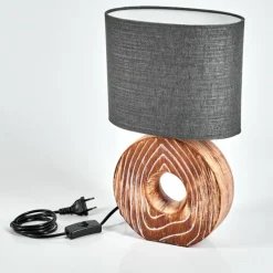 Lampes En Tissu-hofstein Lampe de table Francillon Brun, Chrome, Couleur bois, 1 lumière