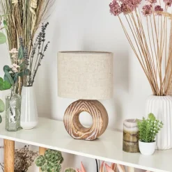 Lampes En Tissu-hofstein Lampe de table Francillon Brun, Chrome, Couleur bois, 1 lumière