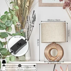 Lampes En Tissu-hofstein Lampe de table Francillon Brun, Chrome, Couleur bois, 1 lumière