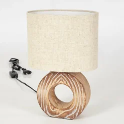 Lampes En Tissu-hofstein Lampe de table Francillon Brun, Chrome, Couleur bois, 1 lumière