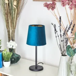 Lampes En Tissu-hofstein Lampe de table Frandina Bleu, Or, 1 lumière