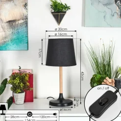 Lampes En Tissu-hofstein Lampe de table Frecheiro Écru, Noir, 1 lumière