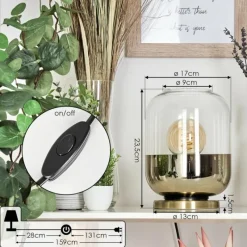 hofstein Lampe de table Golpilhal Or, Laiton, 1 lumière