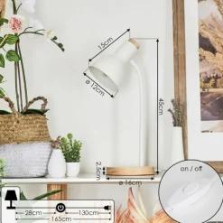 Luminaires Scandinaves-hofstein Lampe de table Kerzellec Bois clair, Blanc, 1 lumière