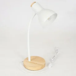 Luminaires Scandinaves-hofstein Lampe de table Kerzellec Bois clair, Blanc, 1 lumière