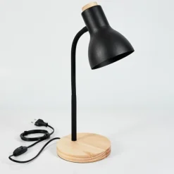 Luminaires Scandinaves-hofstein Lampe de table Kerzellec Bois clair, Noir, 1 lumière